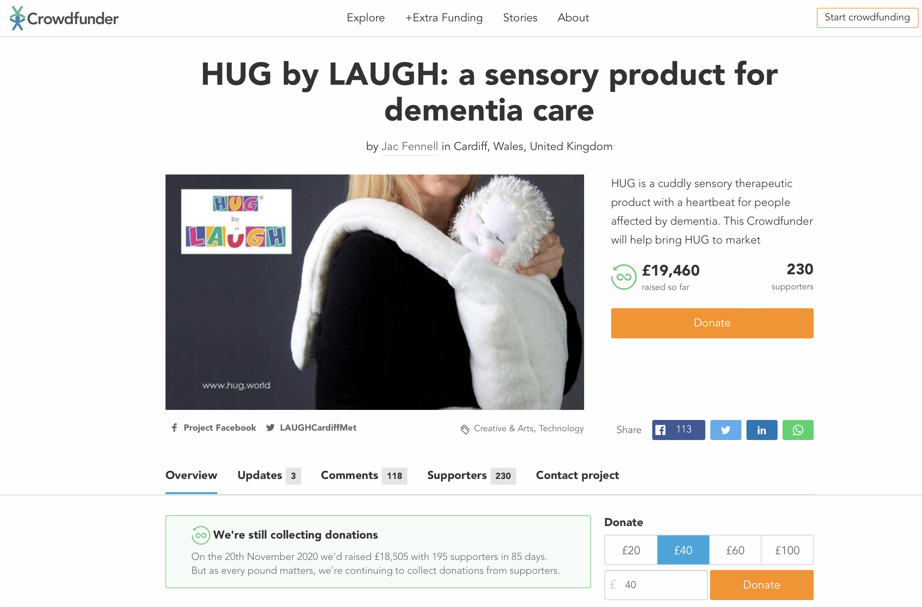 HUG’s Crowdfunding campaign August 2020